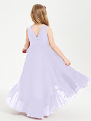 Boho Robes de Demoiselles d'Honneur Junior à Jupe en Cascade Lilas