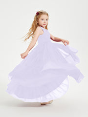 Boho Robes de Demoiselles d'Honneur Junior à Jupe en Cascade Lilas