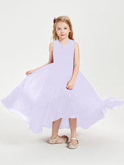 Boho Robes de Demoiselles d'Honneur Junior à Jupe en Cascade Lilas