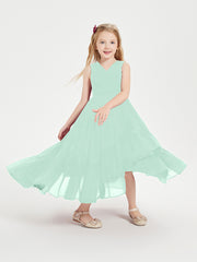 Boho Robes de Demoiselles d'Honneur Junior à Jupe en Cascade Vert Menthe