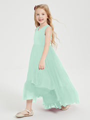 Boho Robes de Demoiselles d'Honneur Junior à Jupe en Cascade Vert Menthe