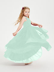 Boho Robes de Demoiselles d'Honneur Junior à Jupe en Cascade Vert Menthe