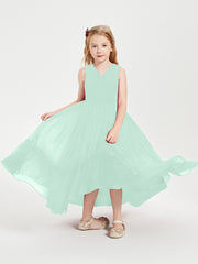Boho Robes de Demoiselles d'Honneur Junior à Jupe en Cascade Vert Menthe