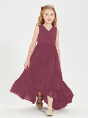 Boho Robes de Demoiselles d'Honneur Junior à Jupe en Cascade Mûre