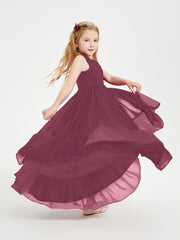 Boho Robes de Demoiselles d'Honneur Junior à Jupe en Cascade Mûre