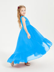 Boho Robes de Demoiselles d'Honneur Junior à Jupe en Cascade Bleu Océan