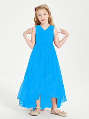 Boho Robes de Demoiselles d'Honneur Junior à Jupe en Cascade Bleu Océan