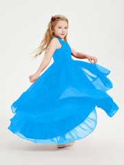 Boho Robes de Demoiselles d'Honneur Junior à Jupe en Cascade Bleu Océan