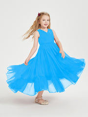 Boho Robes de Demoiselles d'Honneur Junior à Jupe en Cascade Bleu Océan
