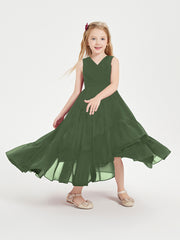 Boho Robes de Demoiselles d'Honneur Junior à Jupe en Cascade Olive Verte
