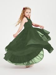 Boho Robes de Demoiselles d'Honneur Junior à Jupe en Cascade Olive Verte