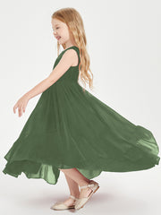 Boho Robes de Demoiselles d'Honneur Junior à Jupe en Cascade Olive Verte