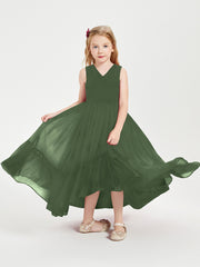 Boho Robes de Demoiselles d'Honneur Junior à Jupe en Cascade Olive Verte