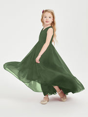 Boho Robes de Demoiselles d'Honneur Junior à Jupe en Cascade Olive Verte