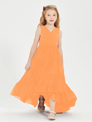 Boho Robes de Demoiselles d'Honneur Junior à Jupe en Cascade Orange