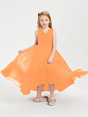 Boho Robes de Demoiselles d'Honneur Junior à Jupe en Cascade Orange
