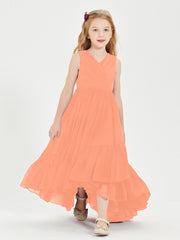 Boho Robes de Demoiselles d'Honneur Junior à Jupe en Cascade Papaye