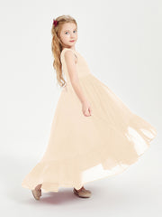 Boho Robes de Demoiselles d'Honneur Junior à Jupe en Cascade Pêche