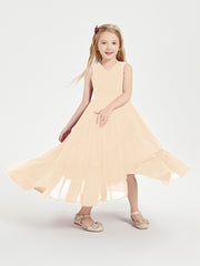Boho Robes de Demoiselles d'Honneur Junior à Jupe en Cascade Pêche