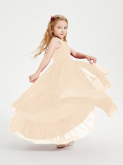 Boho Robes de Demoiselles d'Honneur Junior à Jupe en Cascade Pêche