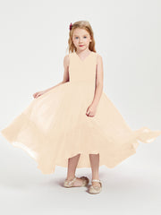 Boho Robes de Demoiselles d'Honneur Junior à Jupe en Cascade Pêche