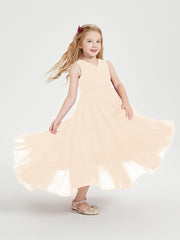 Boho Robes de Demoiselles d'Honneur Junior à Jupe en Cascade Pêche