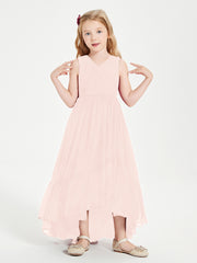 Boho Robes de Demoiselles d'Honneur Junior à Jupe en Cascade Rose Perle