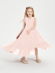 Boho Robes de Demoiselles d'Honneur Junior à Jupe en Cascade Rose Perle