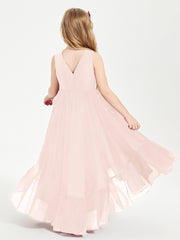 Boho Robes de Demoiselles d'Honneur Junior à Jupe en Cascade Rose Perle