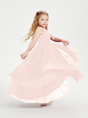 Boho Robes de Demoiselles d'Honneur Junior à Jupe en Cascade Rose Perle