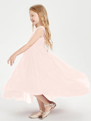 Boho Robes de Demoiselles d'Honneur Junior à Jupe en Cascade Rose Perle