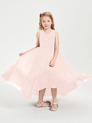 Boho Robes de Demoiselles d'Honneur Junior à Jupe en Cascade Rose Perle