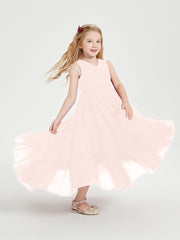 Boho Robes de Demoiselles d'Honneur Junior à Jupe en Cascade Rose Perle