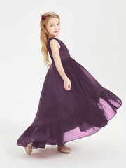 Boho Robes de Demoiselles d'Honneur Junior à Jupe en Cascade Plum