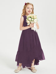 Boho Robes de Demoiselles d'Honneur Junior à Jupe en Cascade Plum