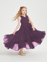 Boho Robes de Demoiselles d'Honneur Junior à Jupe en Cascade Plum