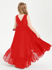 Boho Robes de Demoiselles d'Honneur Junior à Jupe en Cascade Rouge