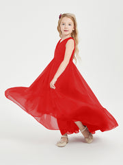 Boho Robes de Demoiselles d'Honneur Junior à Jupe en Cascade Rouge