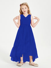 Boho Robes de Demoiselles d'Honneur Junior à Jupe en Cascade Bleu Royale