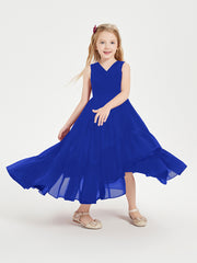 Boho Robes de Demoiselles d'Honneur Junior à Jupe en Cascade Bleu Royale