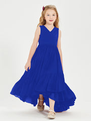 Boho Robes de Demoiselles d'Honneur Junior à Jupe en Cascade Bleu Royale