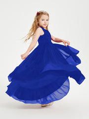 Boho Robes de Demoiselles d'Honneur Junior à Jupe en Cascade Bleu Royale