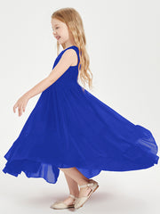 Boho Robes de Demoiselles d'Honneur Junior à Jupe en Cascade Bleu Royale