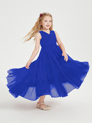Boho Robes de Demoiselles d'Honneur Junior à Jupe en Cascade Bleu Royale