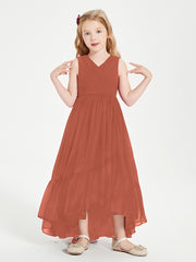 Boho Robes de Demoiselles d'Honneur Junior à Jupe en Cascade Rouille