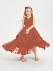 Boho Robes de Demoiselles d'Honneur Junior à Jupe en Cascade Rouille