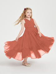 Boho Robes de Demoiselles d'Honneur Junior à Jupe en Cascade Rouille