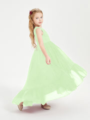 Boho Robes de Demoiselles d'Honneur Junior à Jupe en Cascade Sauge