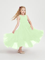 Boho Robes de Demoiselles d'Honneur Junior à Jupe en Cascade Sauge