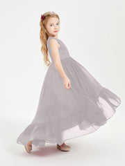 Boho Robes de Demoiselles d'Honneur Junior à Jupe en Cascade Argent